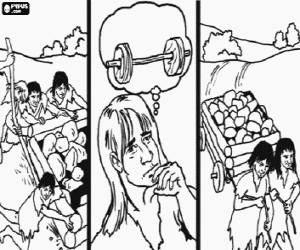 desenho de A descoberta da roda no final do Neolítico para colorir