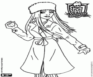 desenho de Abbey Bominable, a filha do Ieti é 16 anos de idade e é uma estudante de intercâmbio em Monster High para colorir
