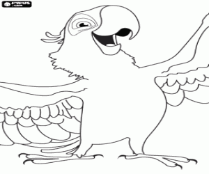 desenho de Blu, o principal protagonista das aventuras no Rio para colorir