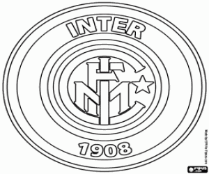 desenho de Escudo do FC Internazionale Milano, conhecido como Inter de Milão, clube de futebol italiano para colorir