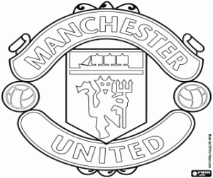 desenho de Escudo do Manchester United FC, time de futebol Inglês para colorir