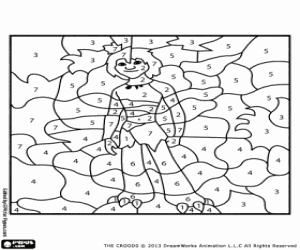 desenho de Guy de Os Croods, cor pelo número para colorir
