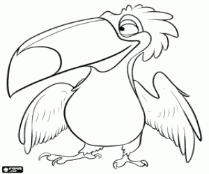 desenho de O tranquilo e sábio tucano Rafael, um dos protagonistas do filme Rio para colorir