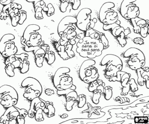 desenho de Os Smurfs desfrutando de um dia na praia para colorir