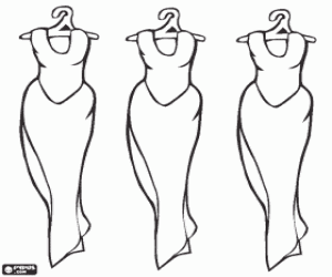 desenho de Três vestidos longos de noite para mulher elegante para ...