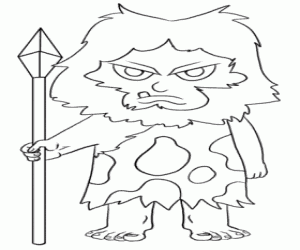 desenho de Um homem das cavernas ou troglodita para colorir